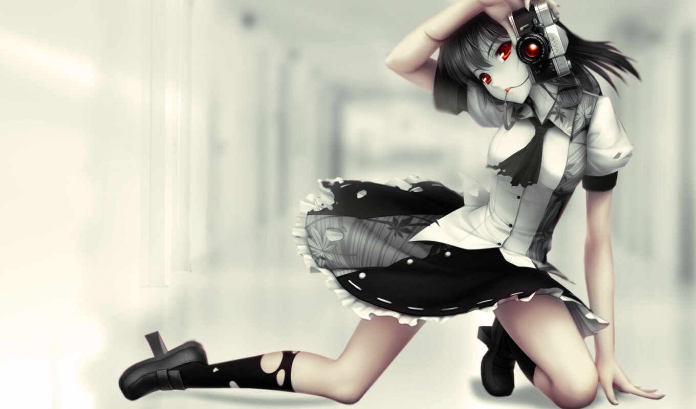 picture, picture, chamber, red, anime, touhou, eyes, photographer, red, thread, aya, shamimaru