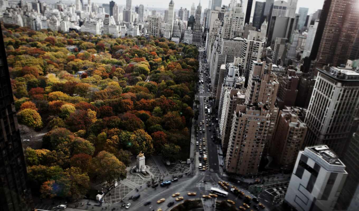 view, central, new, city, usa, park, aerial, york