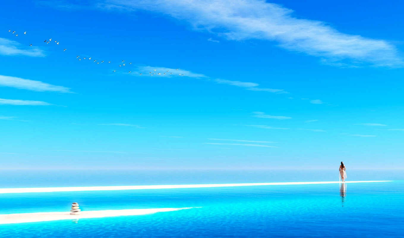 desktop, blue, девушка, water, красивые, море, красивая, rosa