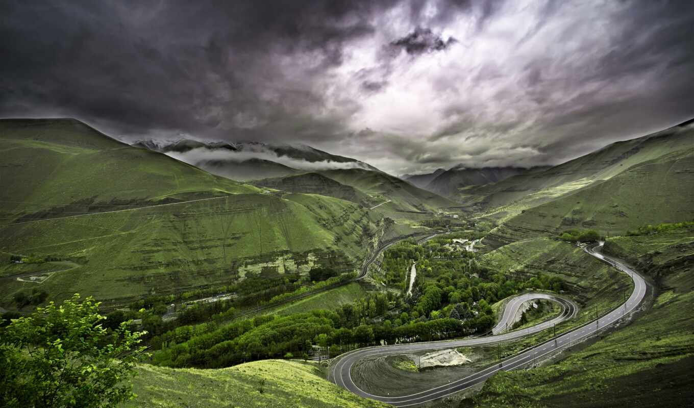 mountain, road, fantastic, valley, serpentine, rod, iran, chalus