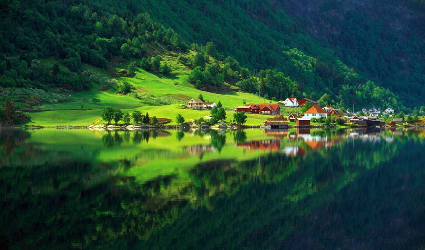 they, year, nature, ozero, dom, gora, beautiful, greenery, reflection, karpaty, derevnya
