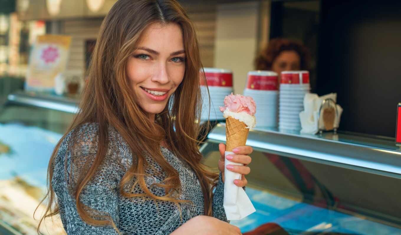 фото, девушка, лед, улыбка, мороженое, мороженое, фризер, lyuda