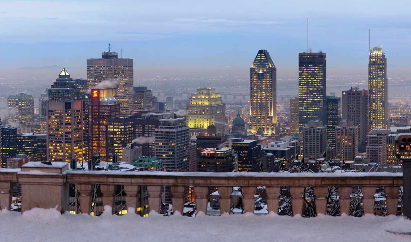 wall, city, winter, Canada, panorama, montreal, high - rise buildings, fresco, photo wallpapers, the skyscraper