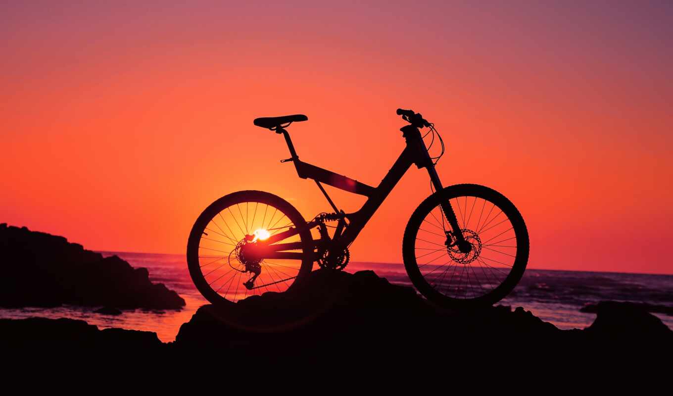 sunset, a shadow, bike, bicycle