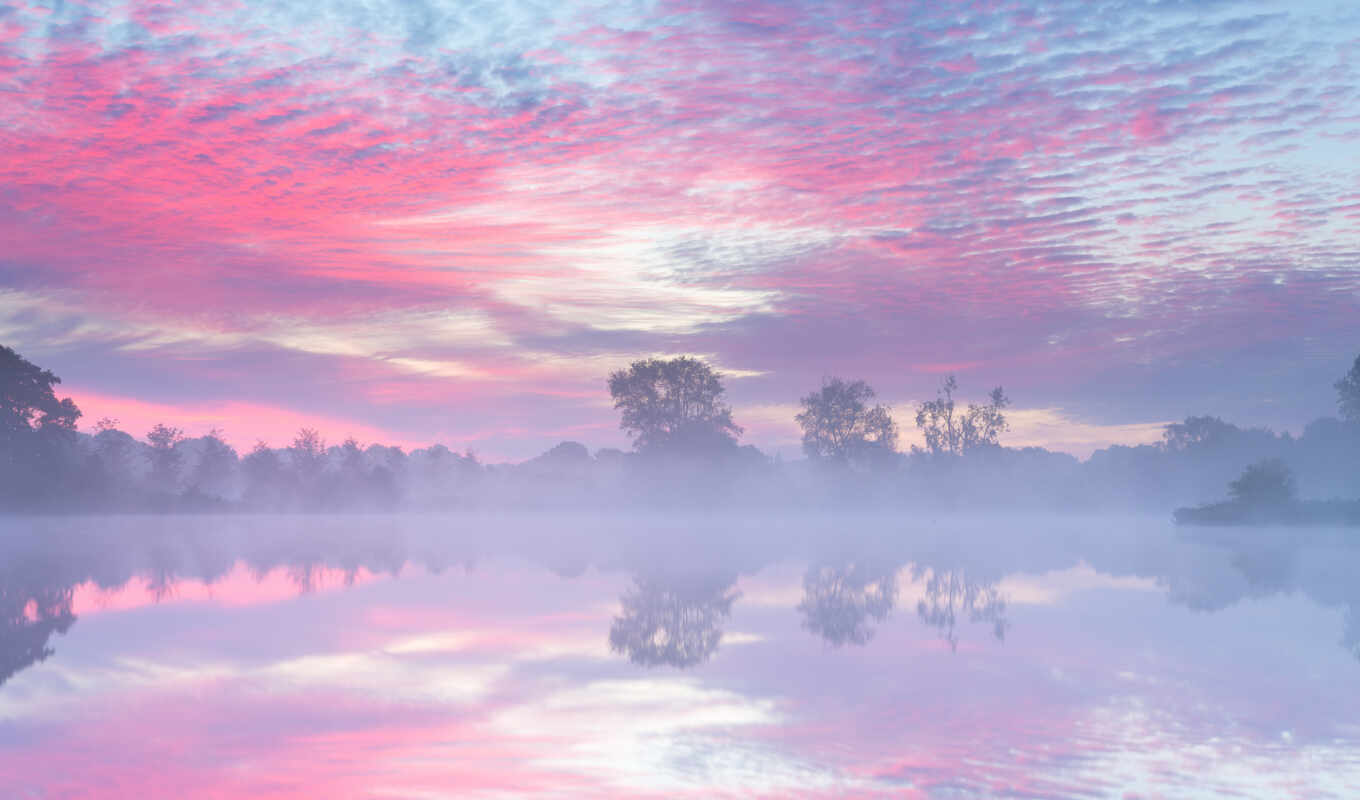 озеро, небо, картинка, нидерланды, найти, осень, розовый, утро, туман, тыс, gentle