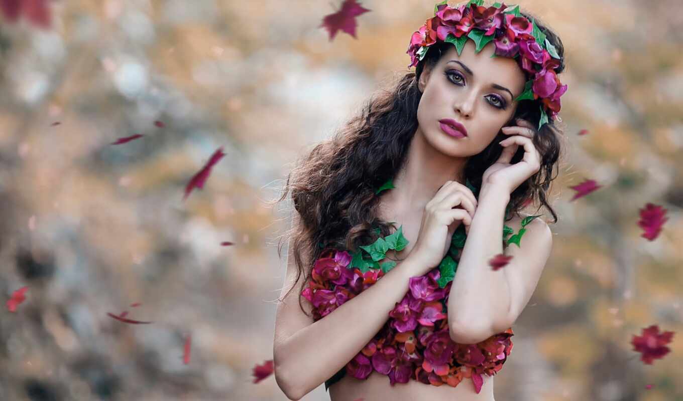 dee, girl, picture, desire, autumn, foliage, a wreath, alessandro, cicco