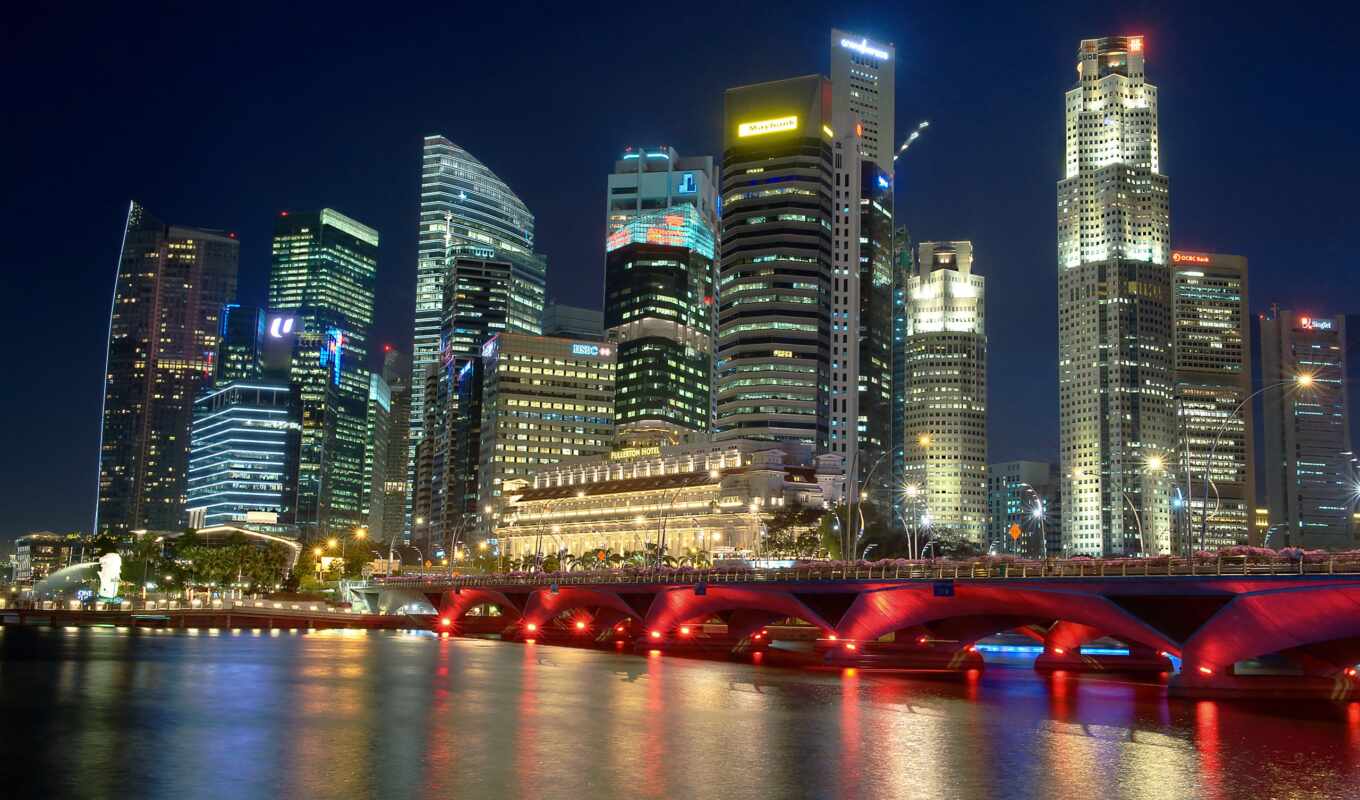 city, night, sandbox, hotel, sand, river, bay, singapore, marina