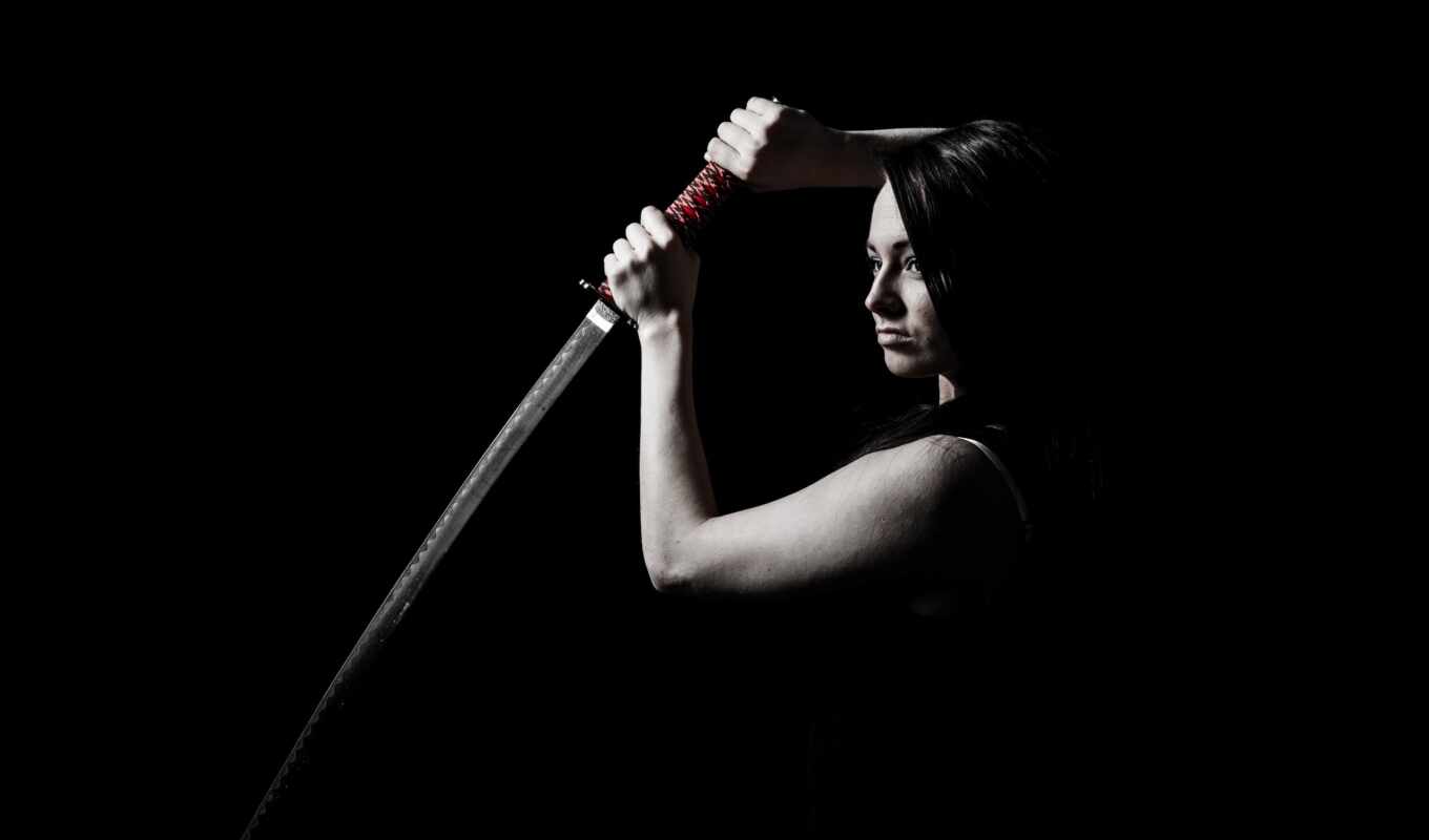 black, женщина, меч, strong, ручка