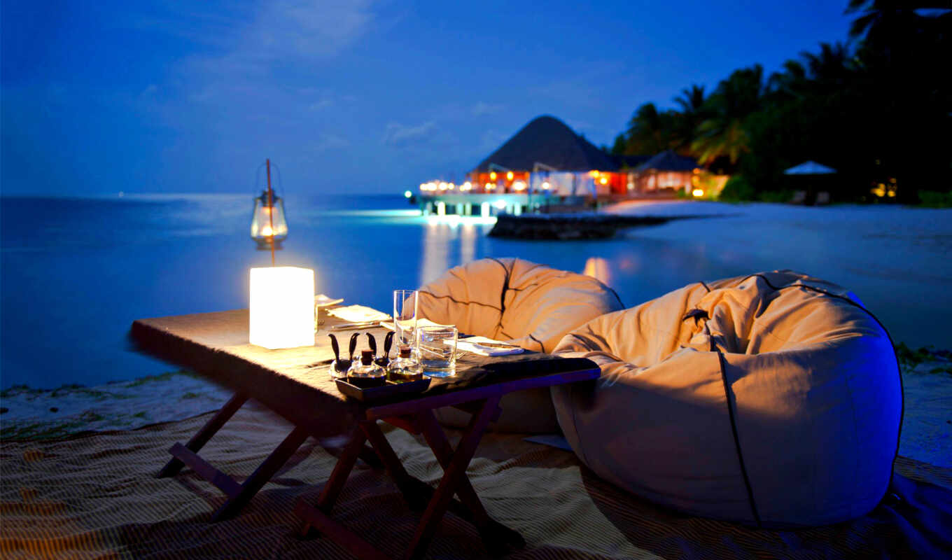 романтика, пляж, вечер, ocean, romantic, dinner, ужин