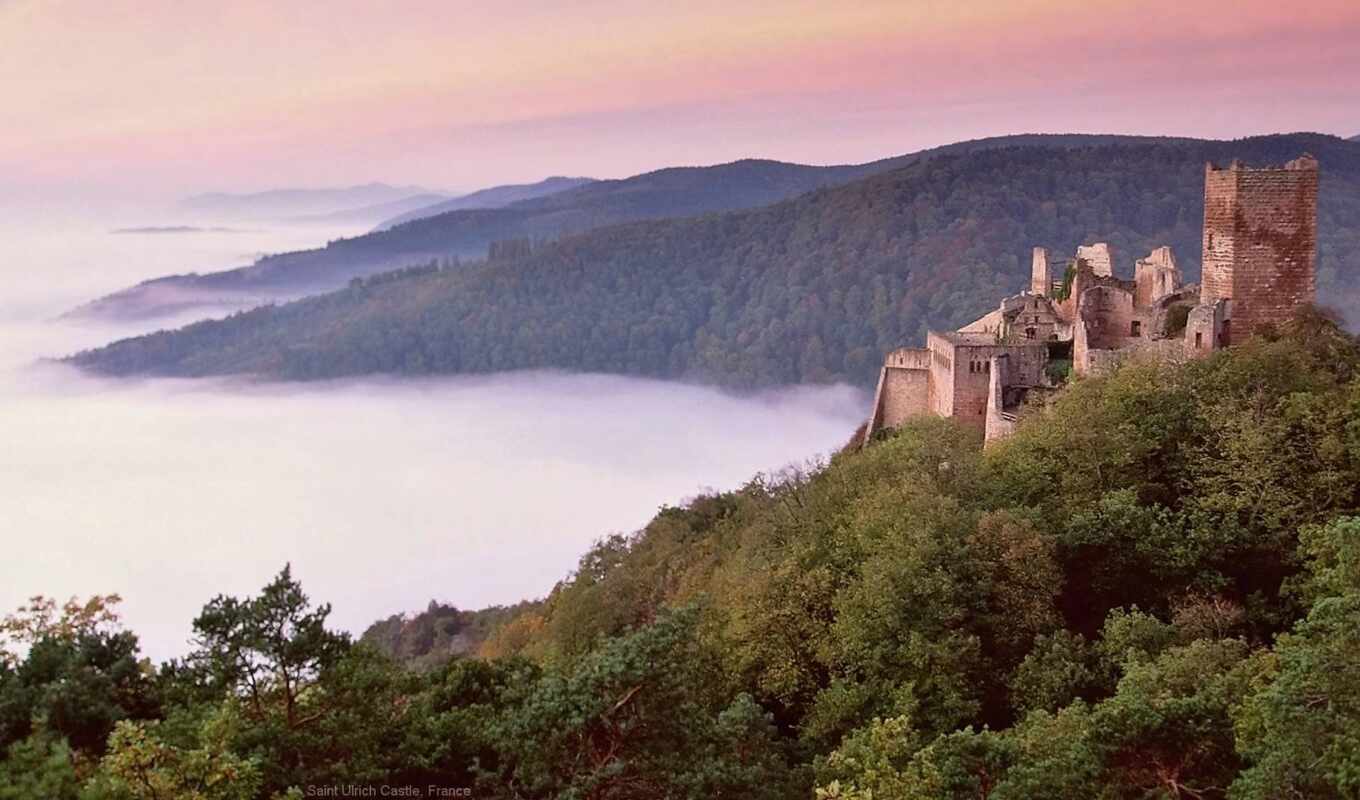 природа, гора, франция, castle, top, natura, castelo, château, francia, francii, ulrich