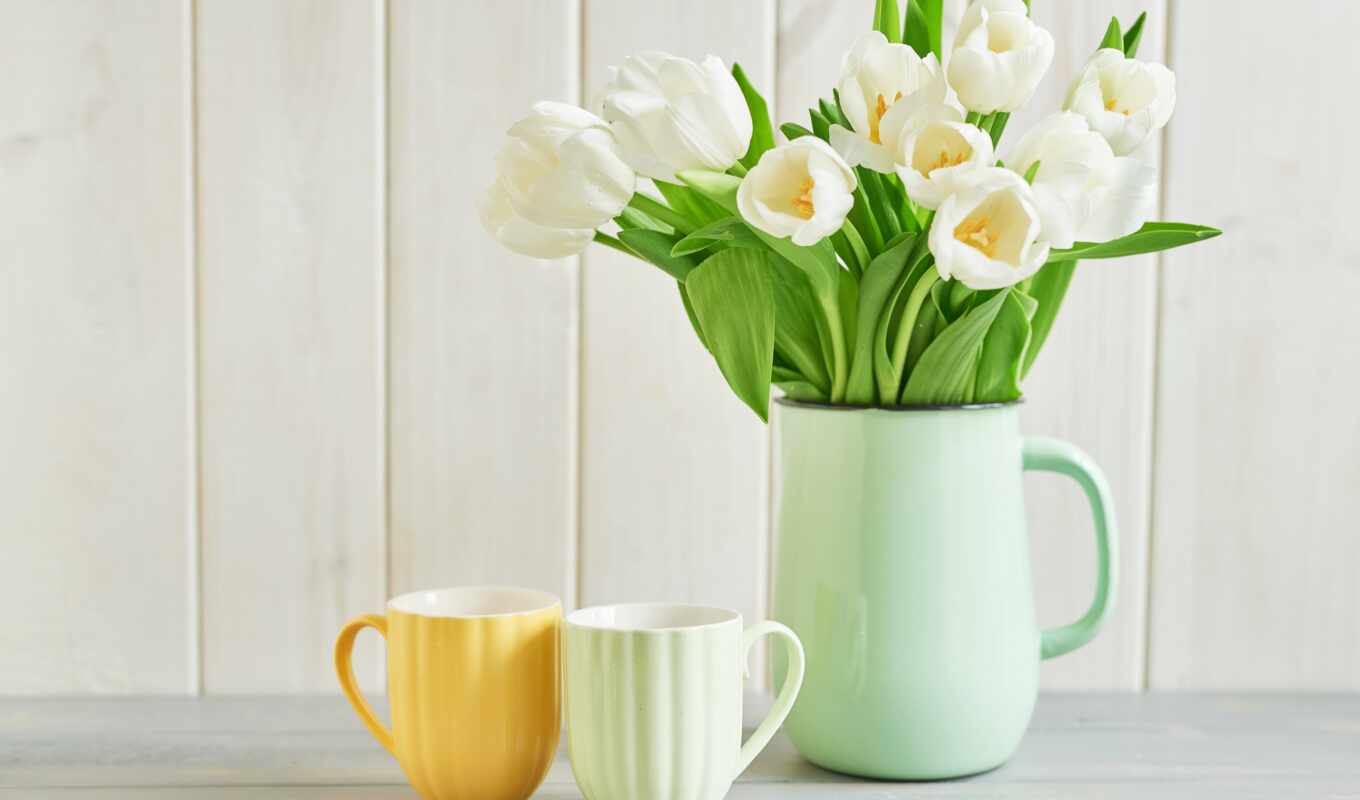 цветы, white, весна, букет, ваза, тюльпан, blanco, tulipane