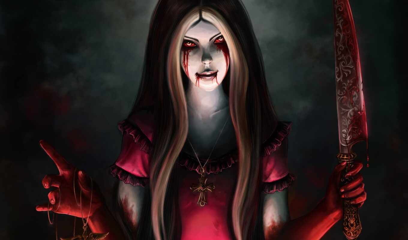 girl, game, woman, blood, return, Alice, madness, Mary, knife, horror, bloody