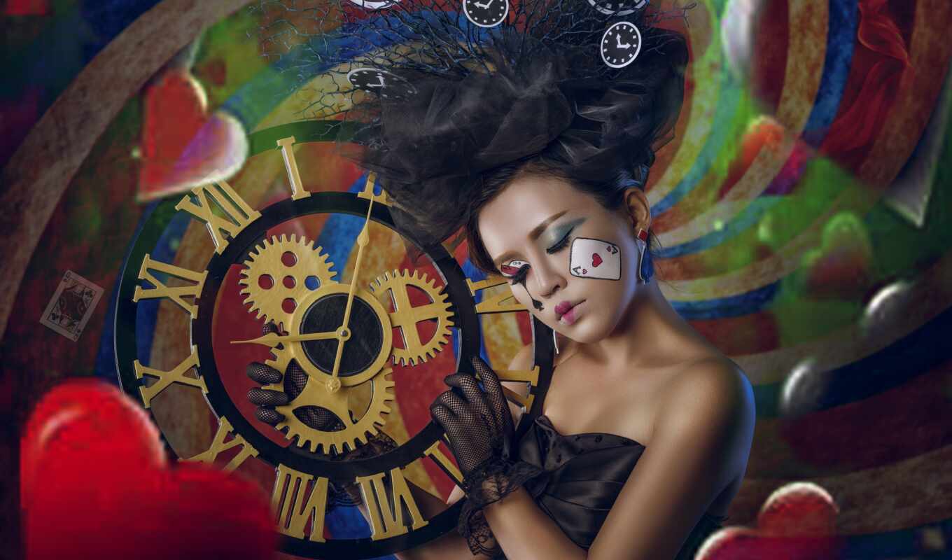 design, hour, adrian, horloge, makeup, borda, wallpapermaniac, wall background, spaniard