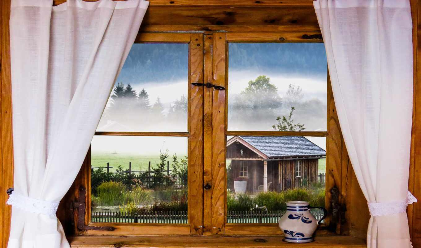 window, Russian, cottage, dacha, bioenergy
