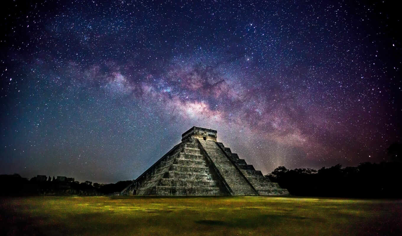 небо, ночь, бесплатные, пирамида, мексиканский, myself, мексике, звезды