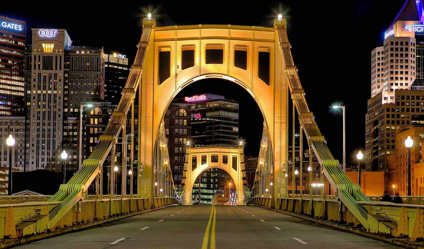 Bridge, in Pittsburgh, skyline, line, Clement