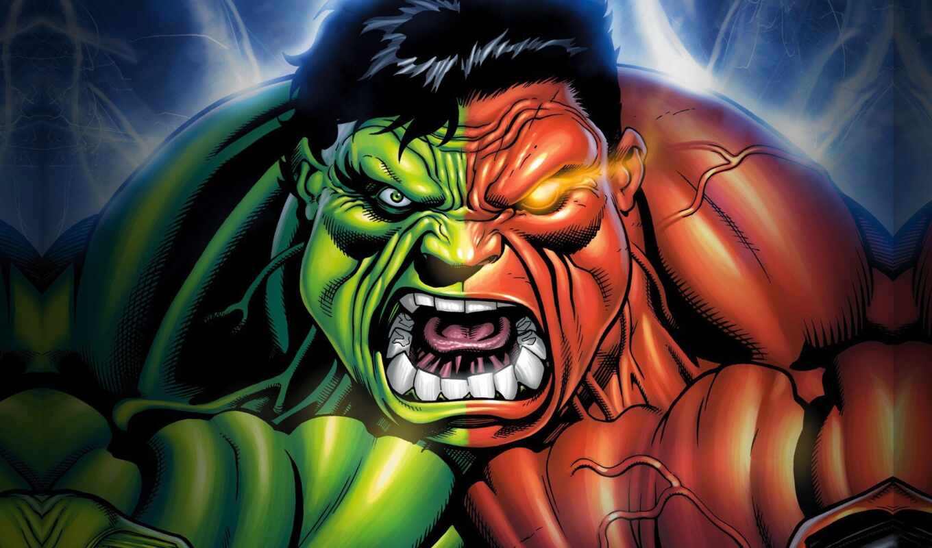 red, marvel, comics, рисованные, hulk, incredible, халк