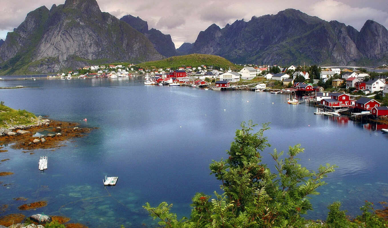 природа, деревня, around, острова, норвегия, reine, лофотенские, norwegian