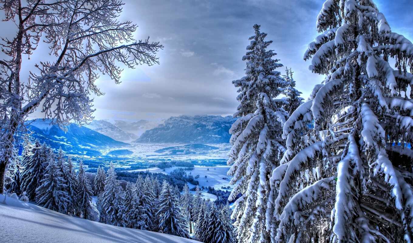 природа, white, страница, снег, winter, яркий, trees, mountains