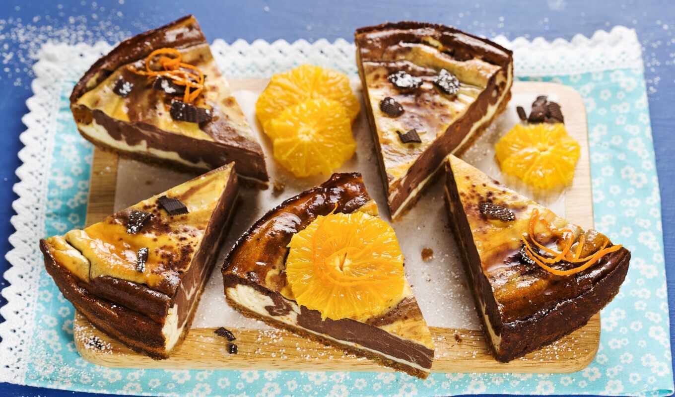 meal, chocolate, peach, dessert, cake, pie, apricot, tart, narancso