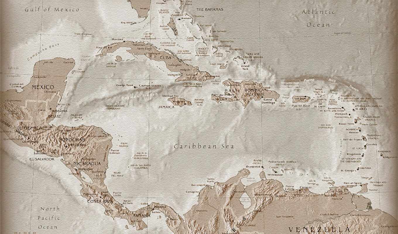 map, caribbean, остров, america