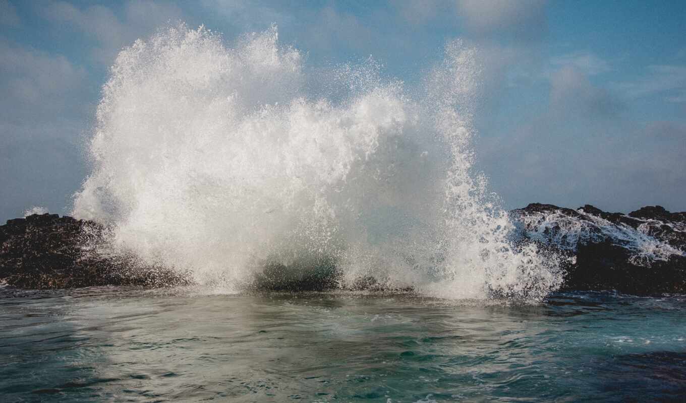 photo, water, sea, wave, coast, splash, lapse