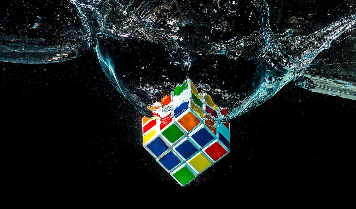 рубика, кубик, макро, water, puzzle, falling, воду