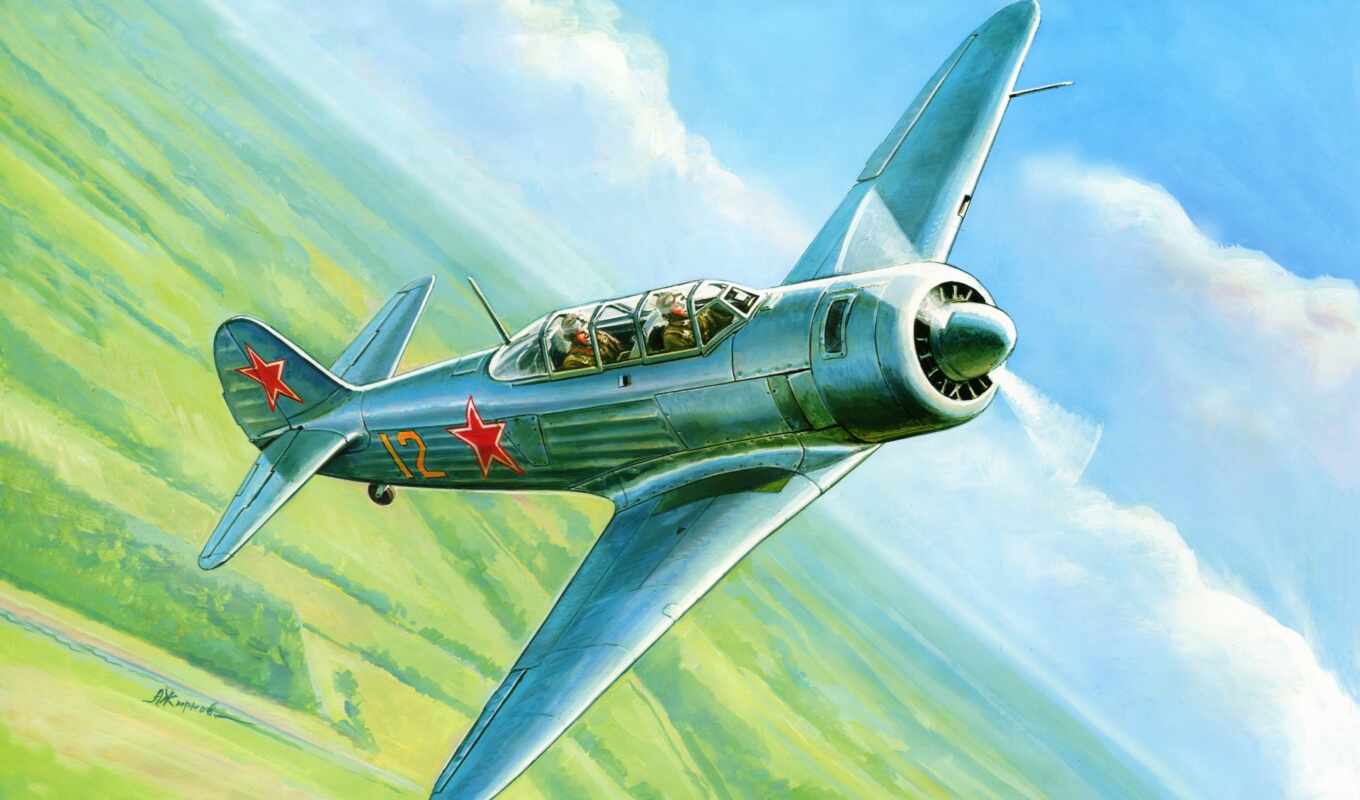 sky, the fighter, great, plane, art, soviet, drawing