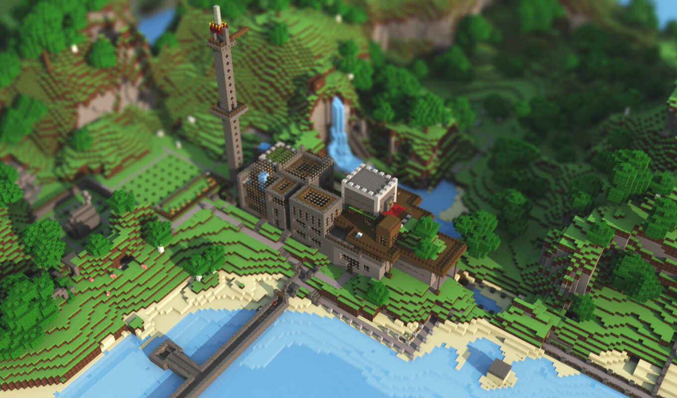 mobile, technology, game, picture, map, green, village, thous, minecraft, minecraft, miniature