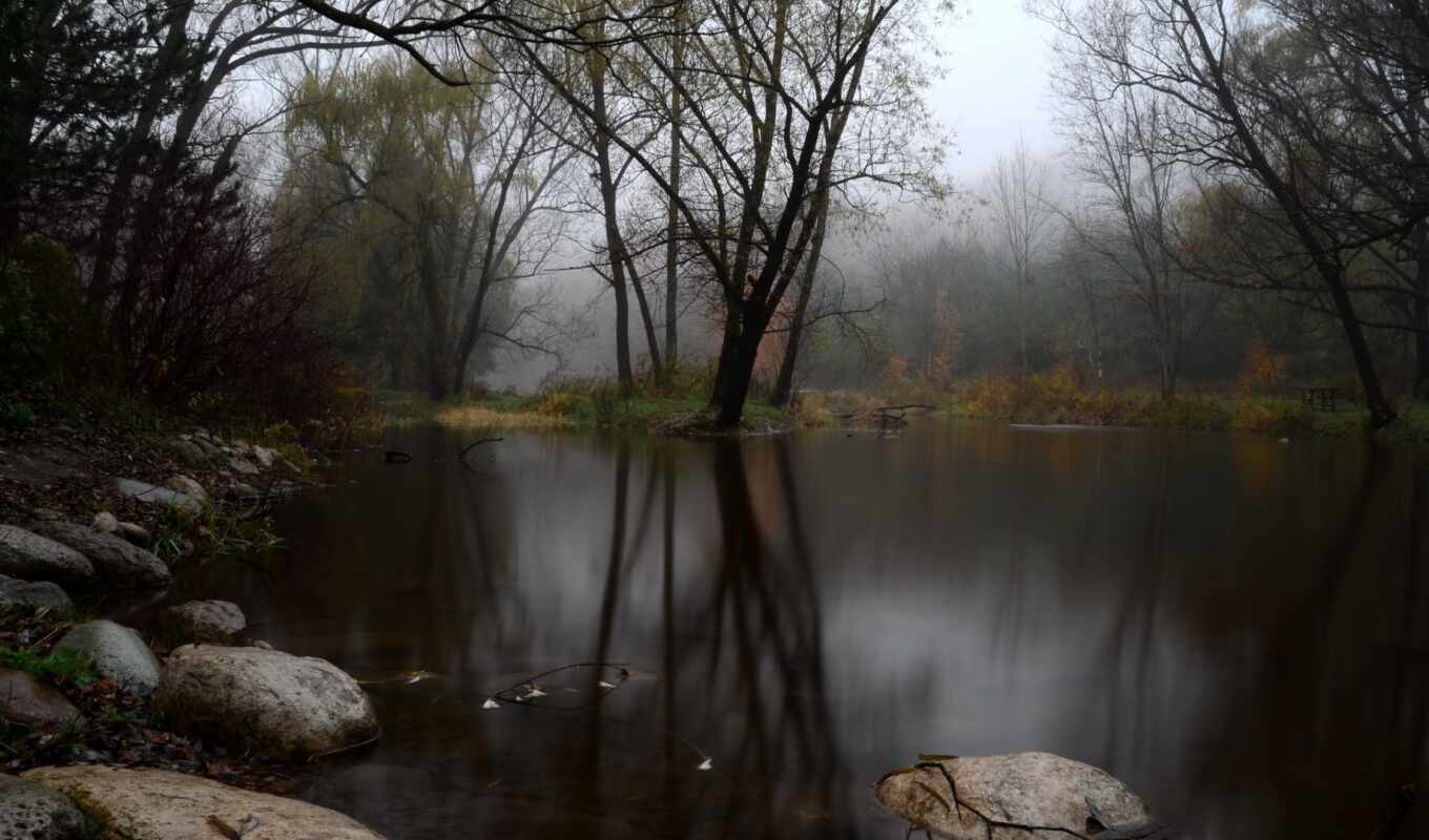 озеро, free, resolution, home, лес, images, nature, осень, туман, избранный, resolout, tab, poetry