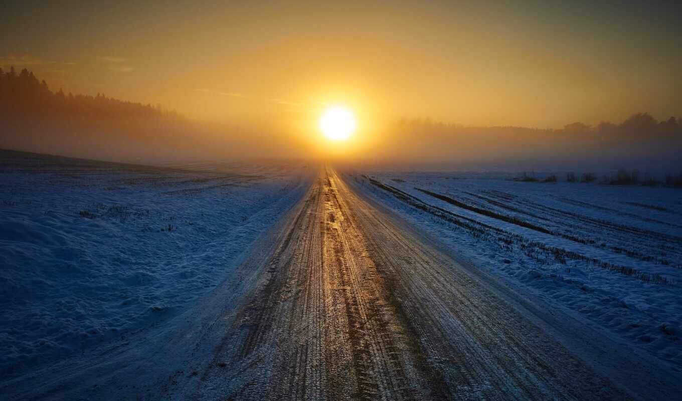 sunset, snow, sandbox, winter, road, come, soon