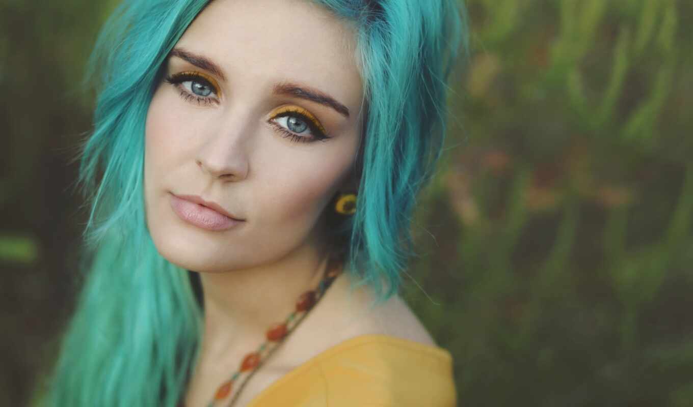 blue, girl, hair, color, turquoise