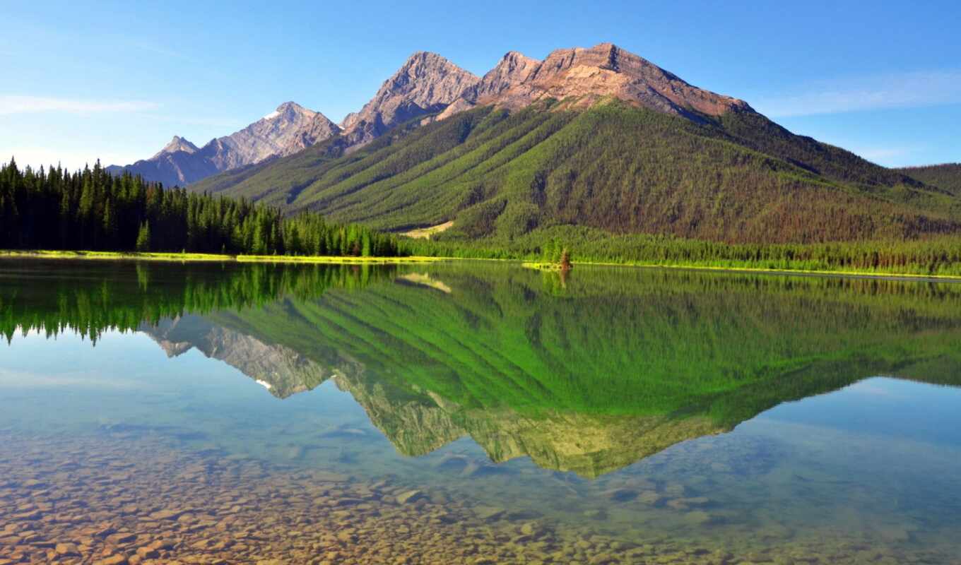 озеро, природа, summer, широкоформатные, landscape, природы, горы