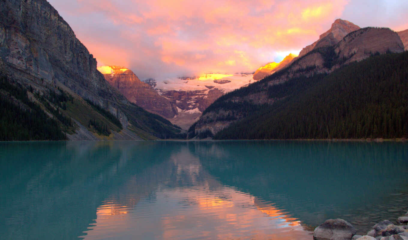 lake, sunset, mountain, grand, park, national, wyoming, teton