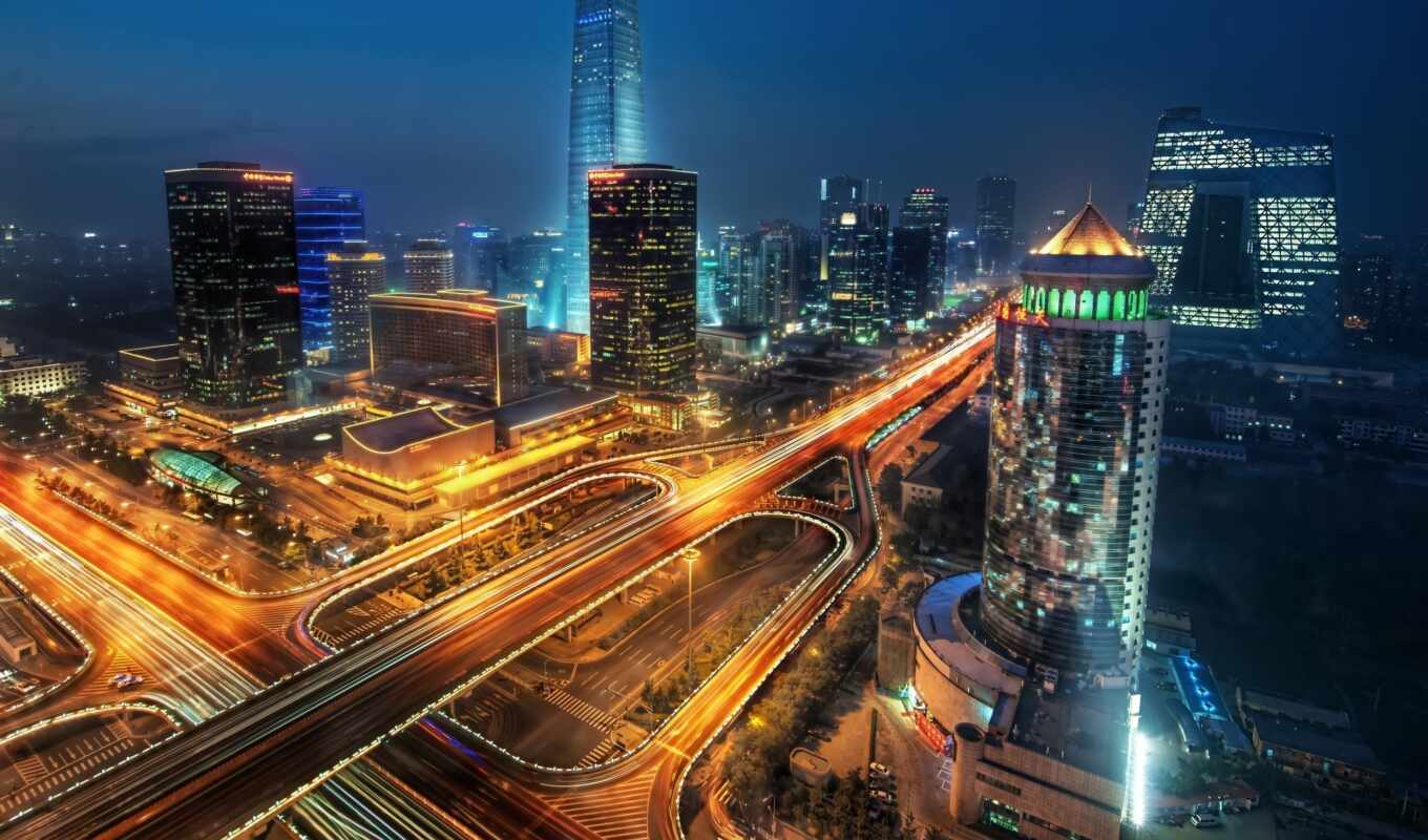 night, city, modern, города, amazing, огни, beijing, ночного, china, длинной, современного, экспозиции, транспортная, инфраструктура, transport