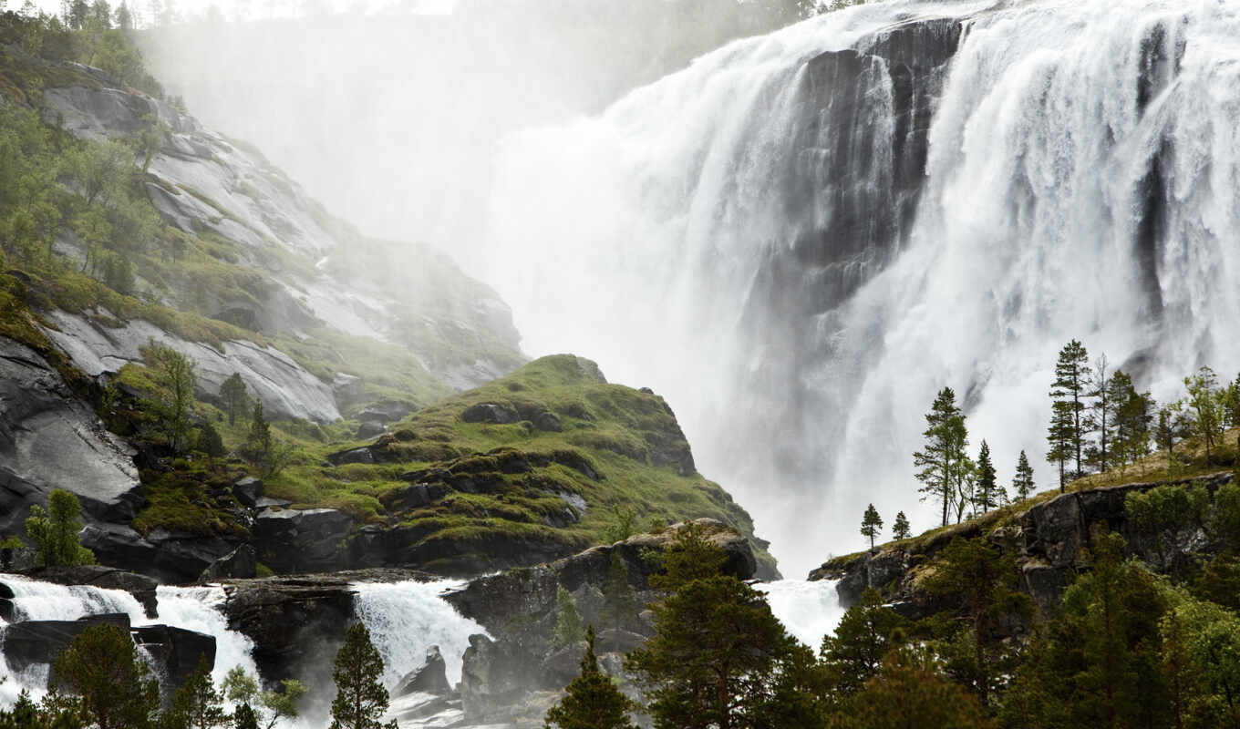 деревня, водопад, норвегия, рыбалка, small, priroda, sami, водопад, норвегия