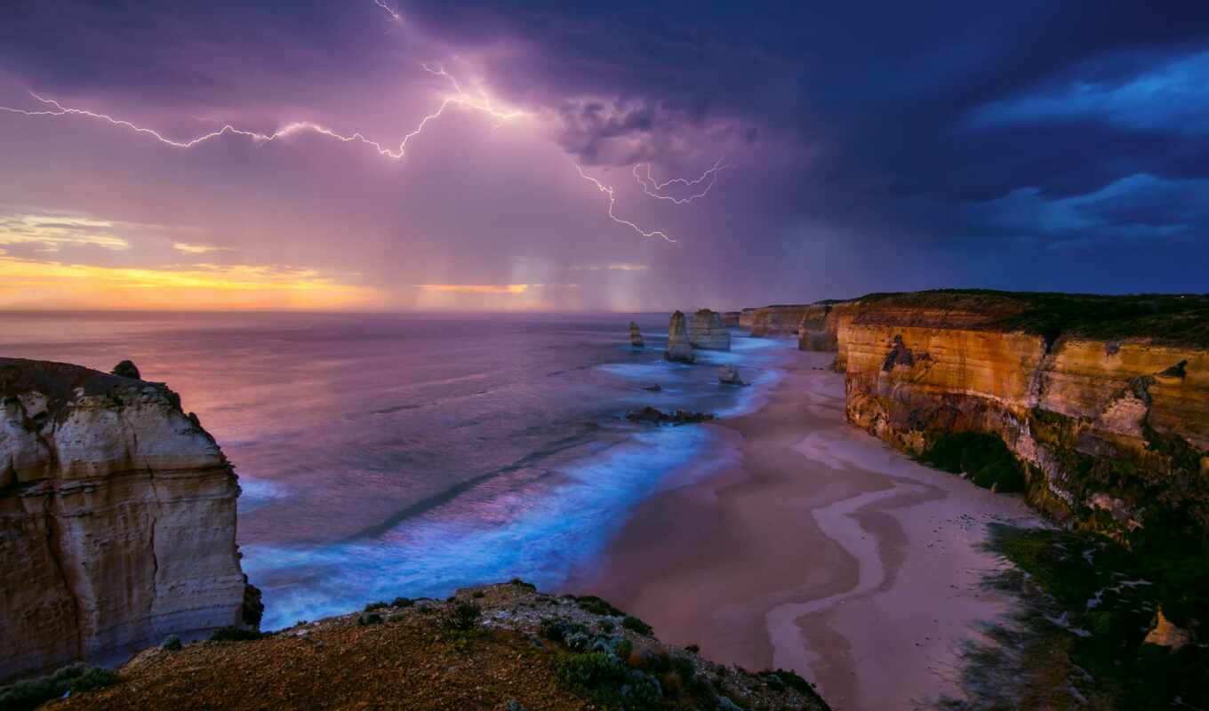 macbook, the storm, Australia, landscape, sea, ocean, lightning, park, pro, permission