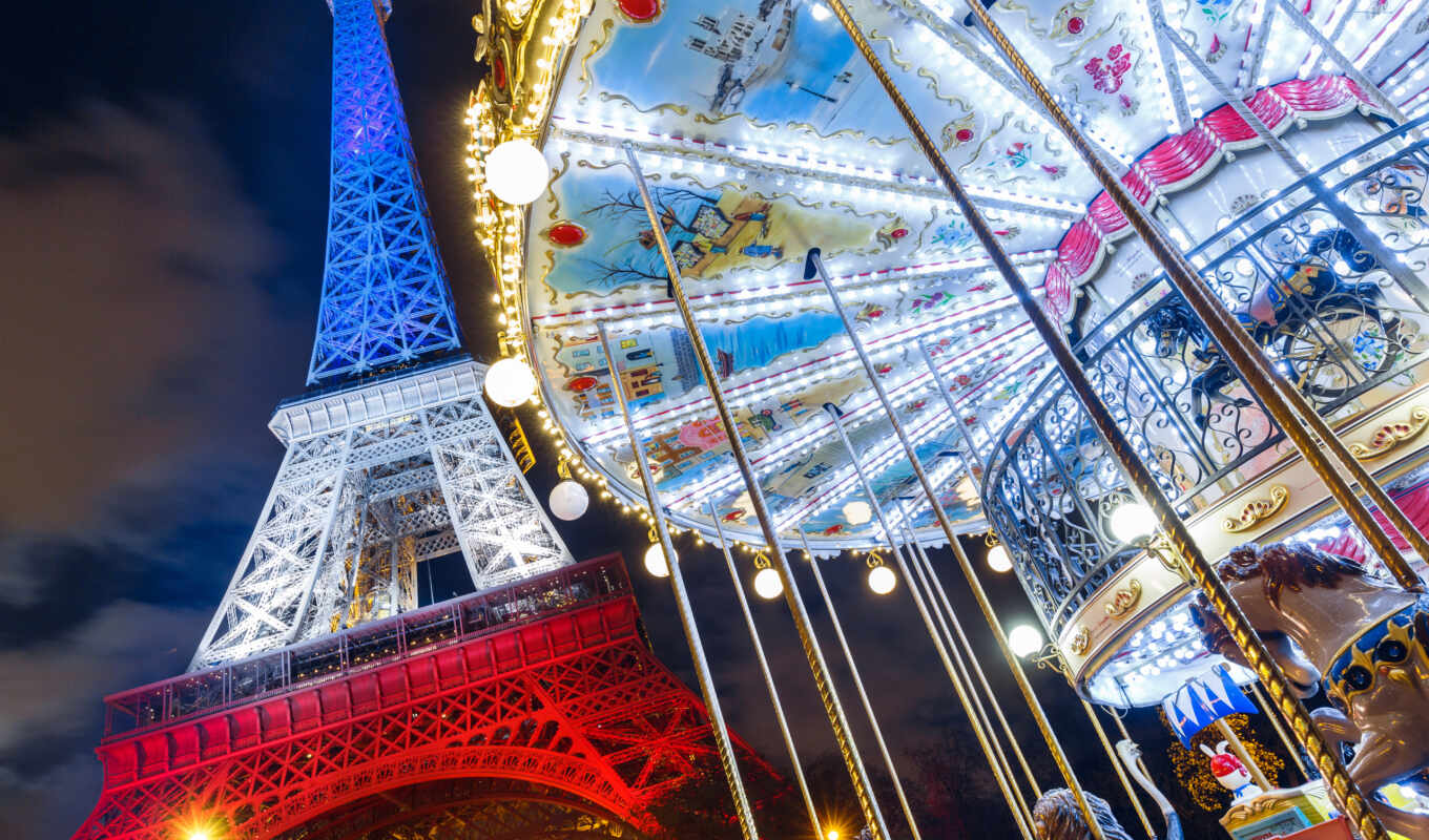picture, France, Paris, tower, poster, eiffel, carousel