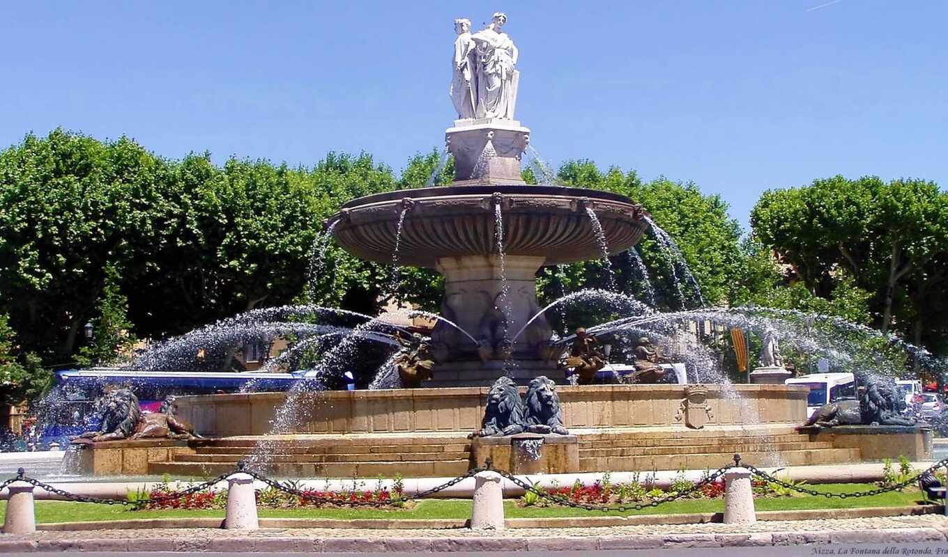 home, city, France, Marseille, fountain, provence, AIX