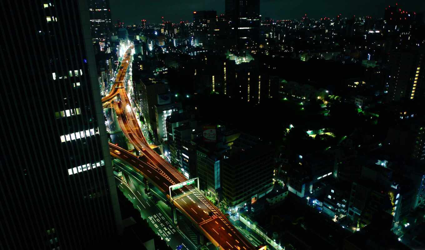 стена, ночь, огни, cityscapes, tokyo, япония, skyscapes, scenic