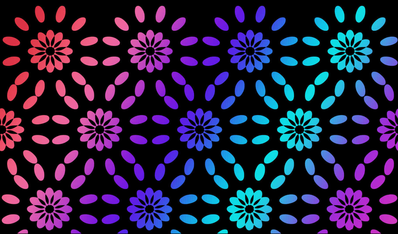 flowers, blue, abstract, pattern, gradient