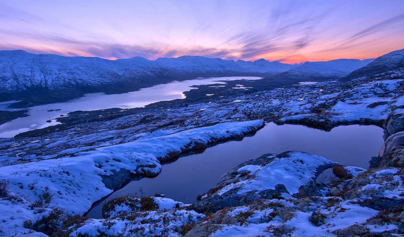 снег, winter, монитора, mountains, норвегия, norwegian, горы