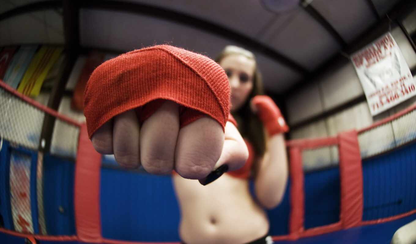 девушка, спорт, бокс, кулак