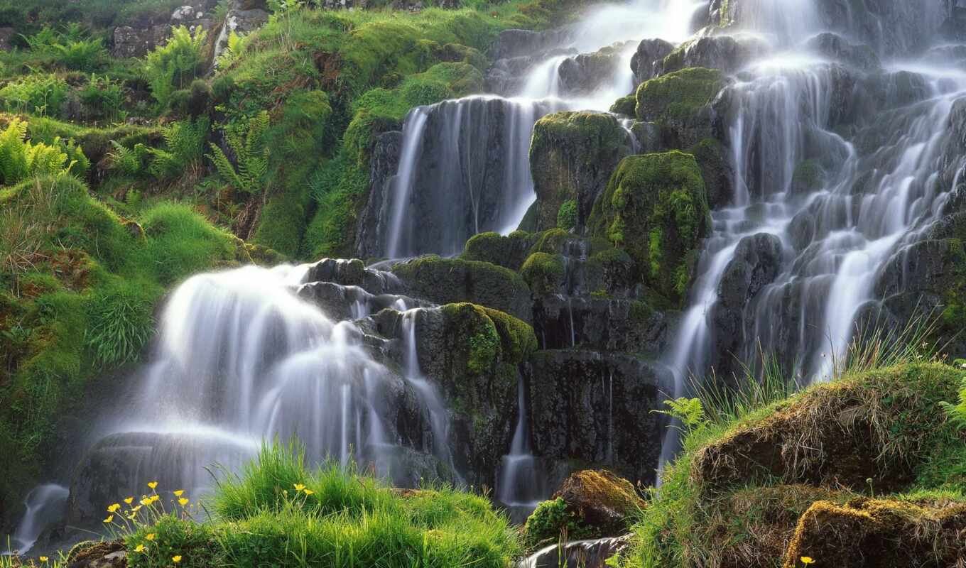 beautiful, beautiful, of the world, the world, island, moss, beautiful, waterfall, waterfalls, skye
