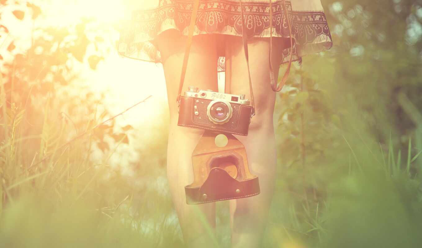 photo camera, girl, air