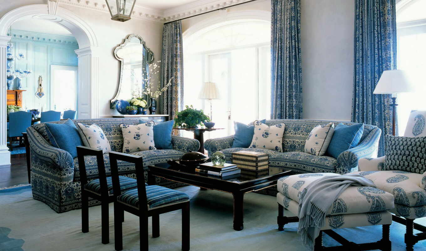 blue, interior design, living room, repair, color, curtains, interior, apartments, interiors, alupka