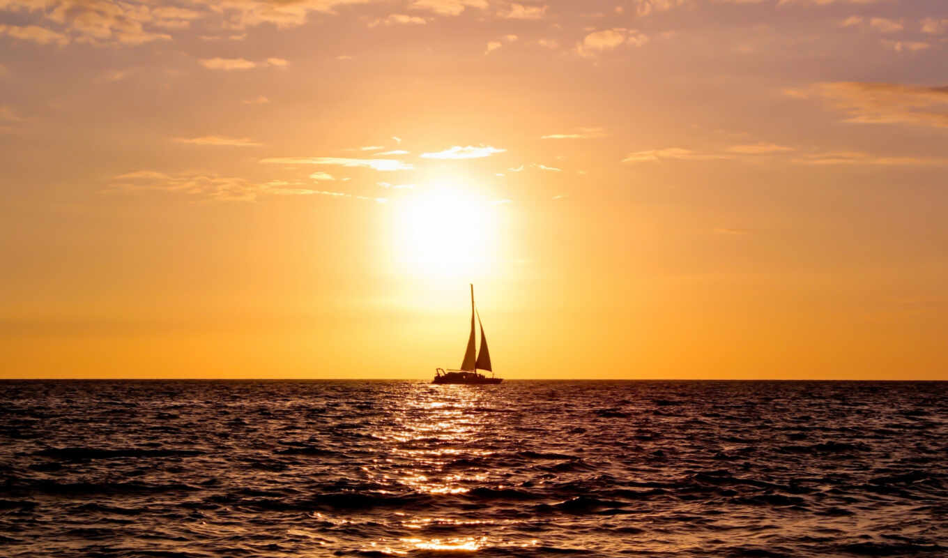 sunset, sea, ocean, yacht, boats, sails, yachts