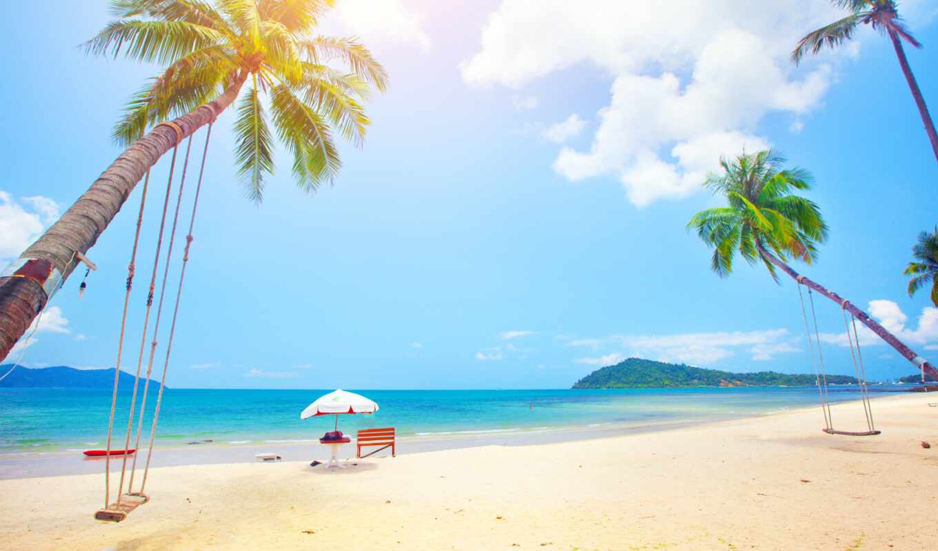 небо, дерево, пляж, море, берег, фотография, пальма, отпуск, стоковая фотография, прибежище, arecales, тропическая зона, карибский, морской курорт, люди на пляже, тропические острова, ko samui