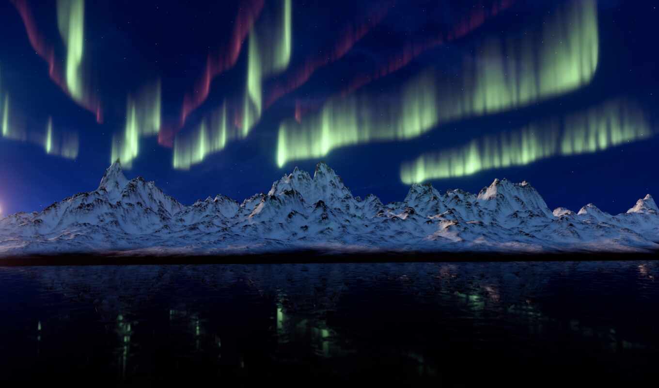mountain, atmosphere, aurora, northern, glow