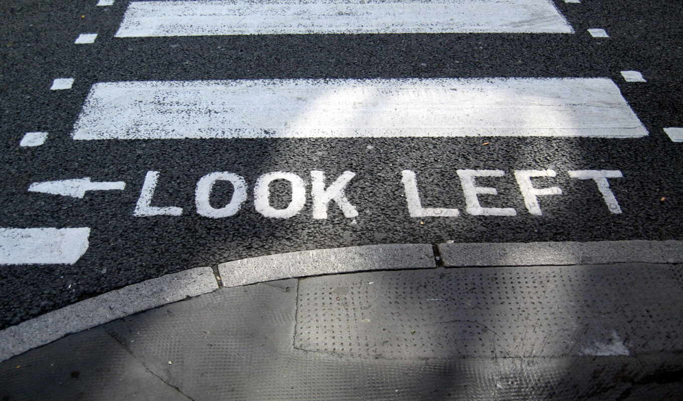 paint, see, left, cross, to leave, expensive, word, indicator, transition, sidewalk, pedestrian